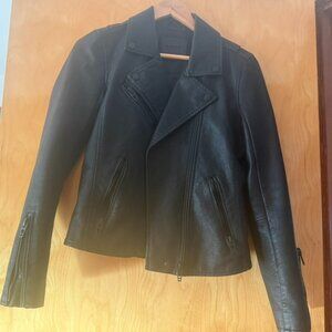 Blank NYC Vegan Leather Moto Jacket - Onyx, Size S